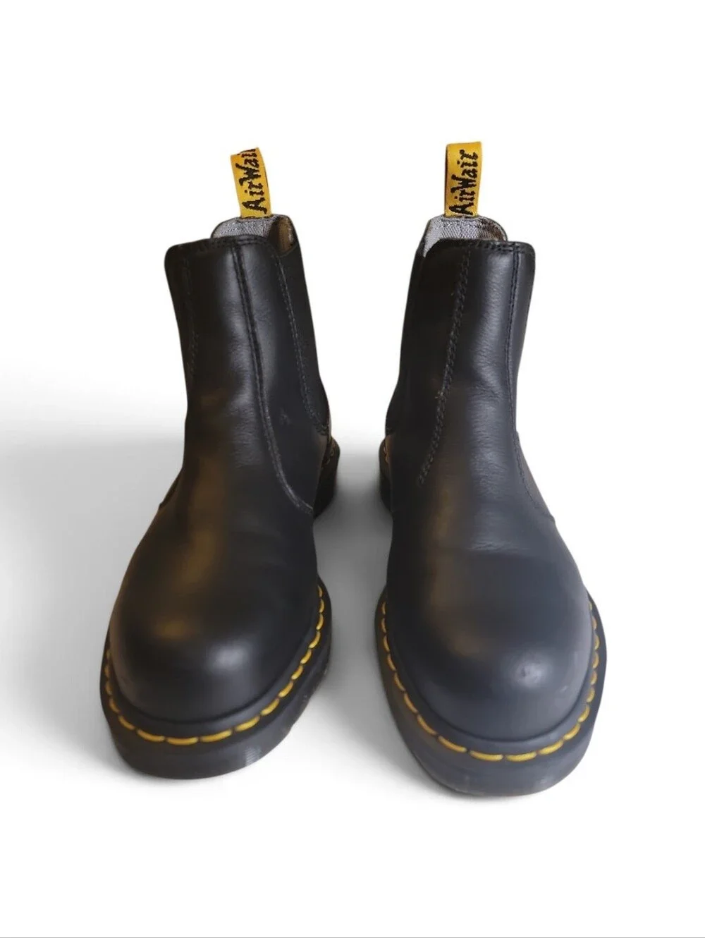 Dr. Martens SDM1594 Black Leather Chelsea Boots with Yellow Stitching Safety Toe